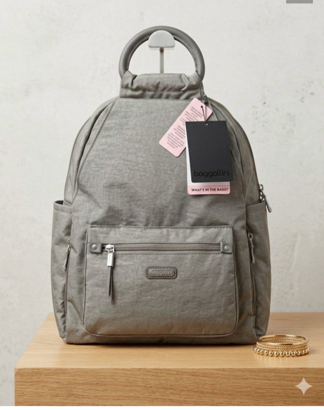 Baggallini Taupe Grey Lightweight Backpack