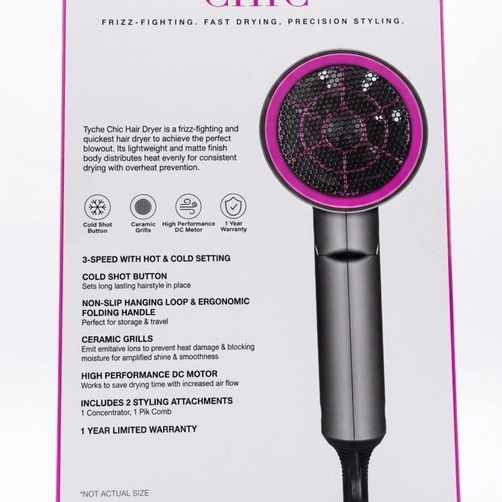 Tyche Chic Hair Dryer in Black and Pink