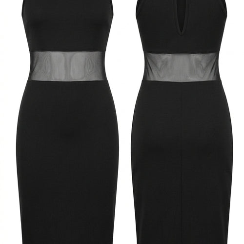 Black Mesh-Waist Sheath Dress - Women
