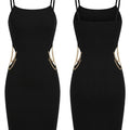 Black Chain-Trim Bodycon Dress - Unbranded