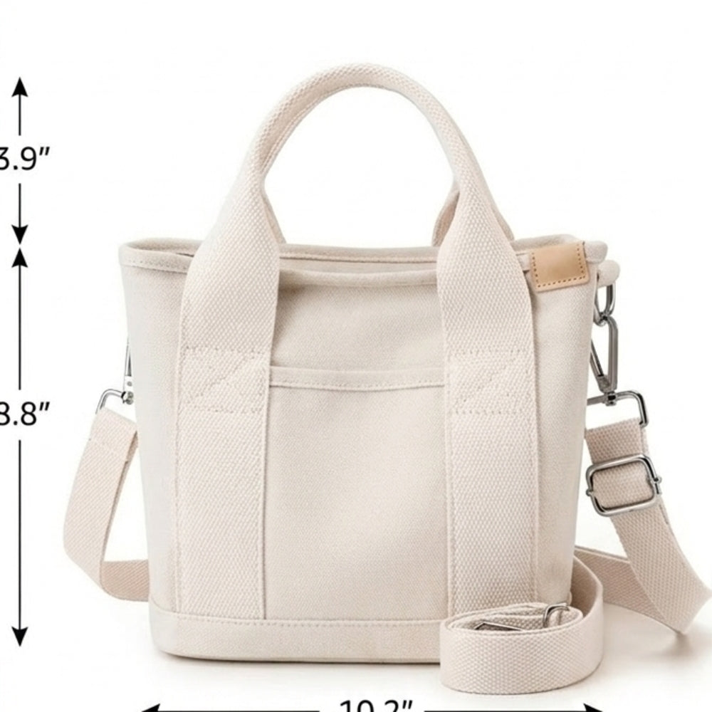 Canvas Shoulder Tote Bag in Cream