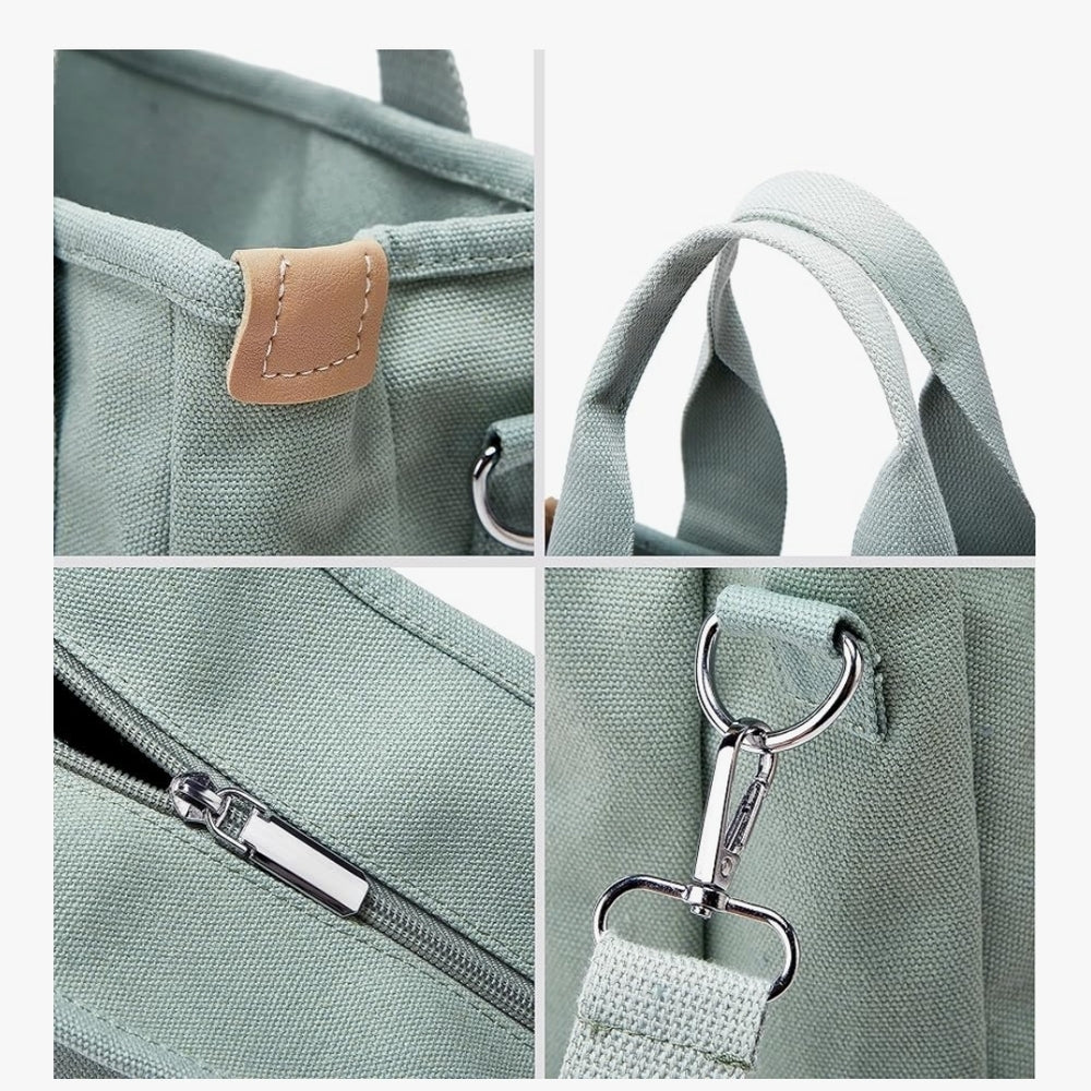 Canvas Shoulder Tote Bag in Cream