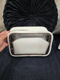 Clear White Quilted Cosmetic Pouch