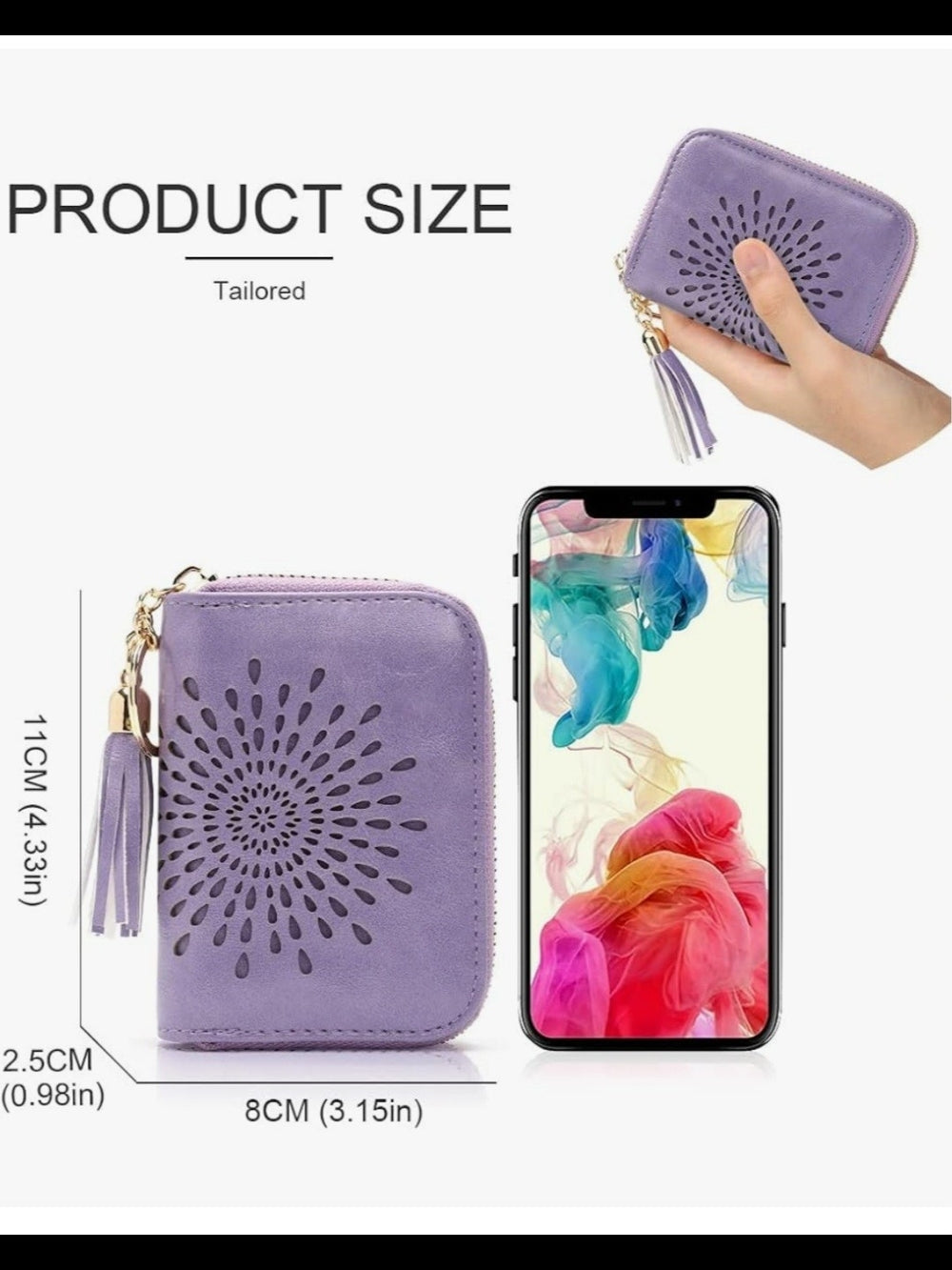 Purple Tassel Zip Card Holder Wallet