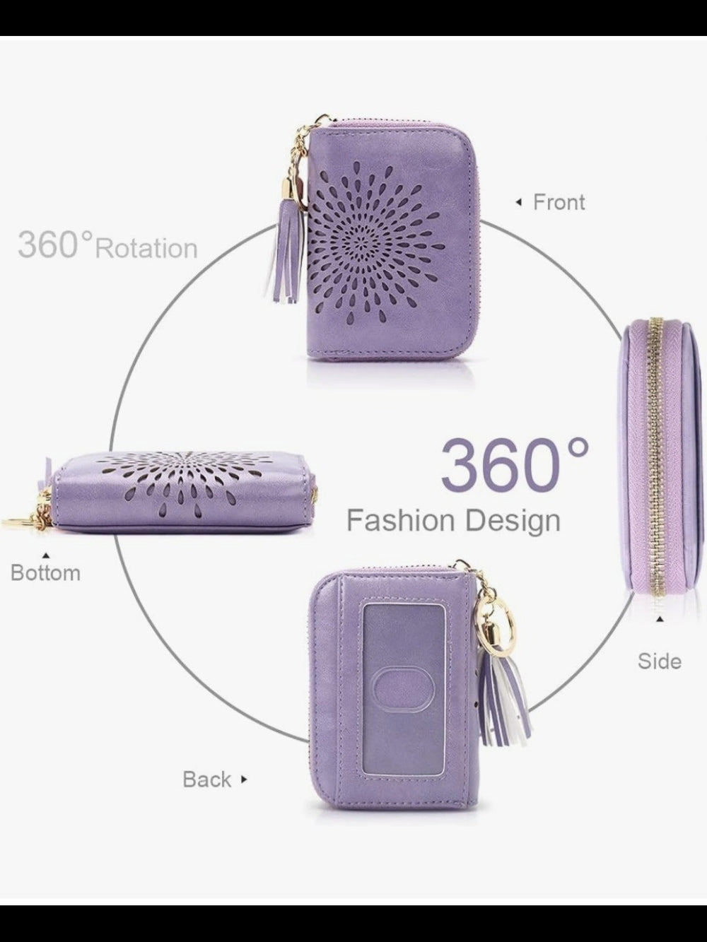 Purple Tassel Zip Card Holder Wallet