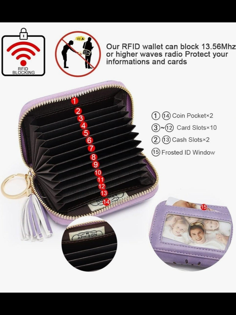 Purple Tassel Zip Card Holder Wallet