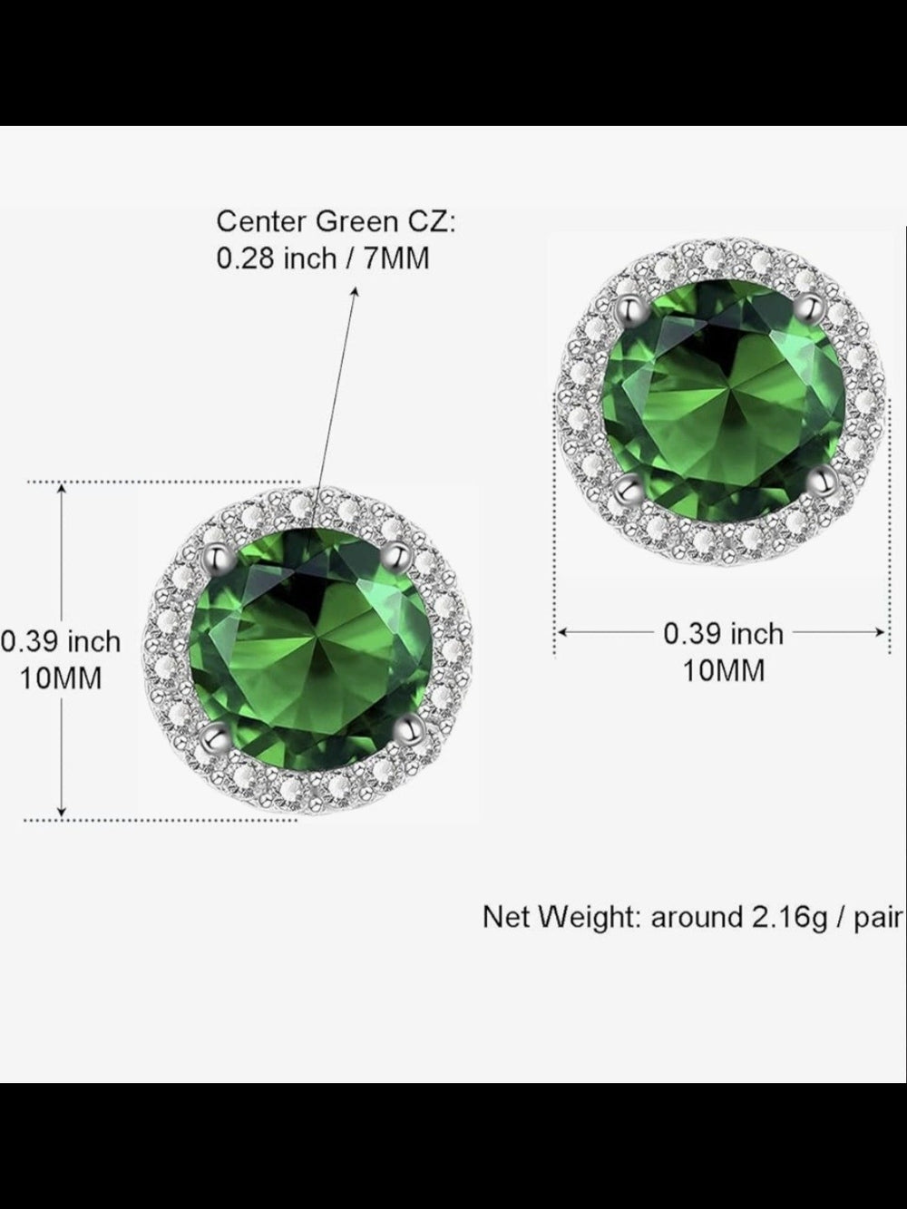 Emerald Crystal Halo Stud Earrings for Women