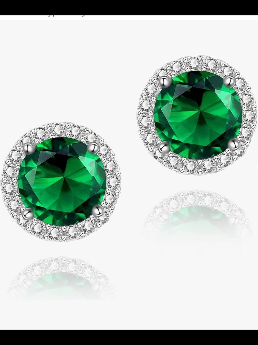 Emerald Crystal Halo Stud Earrings for Women