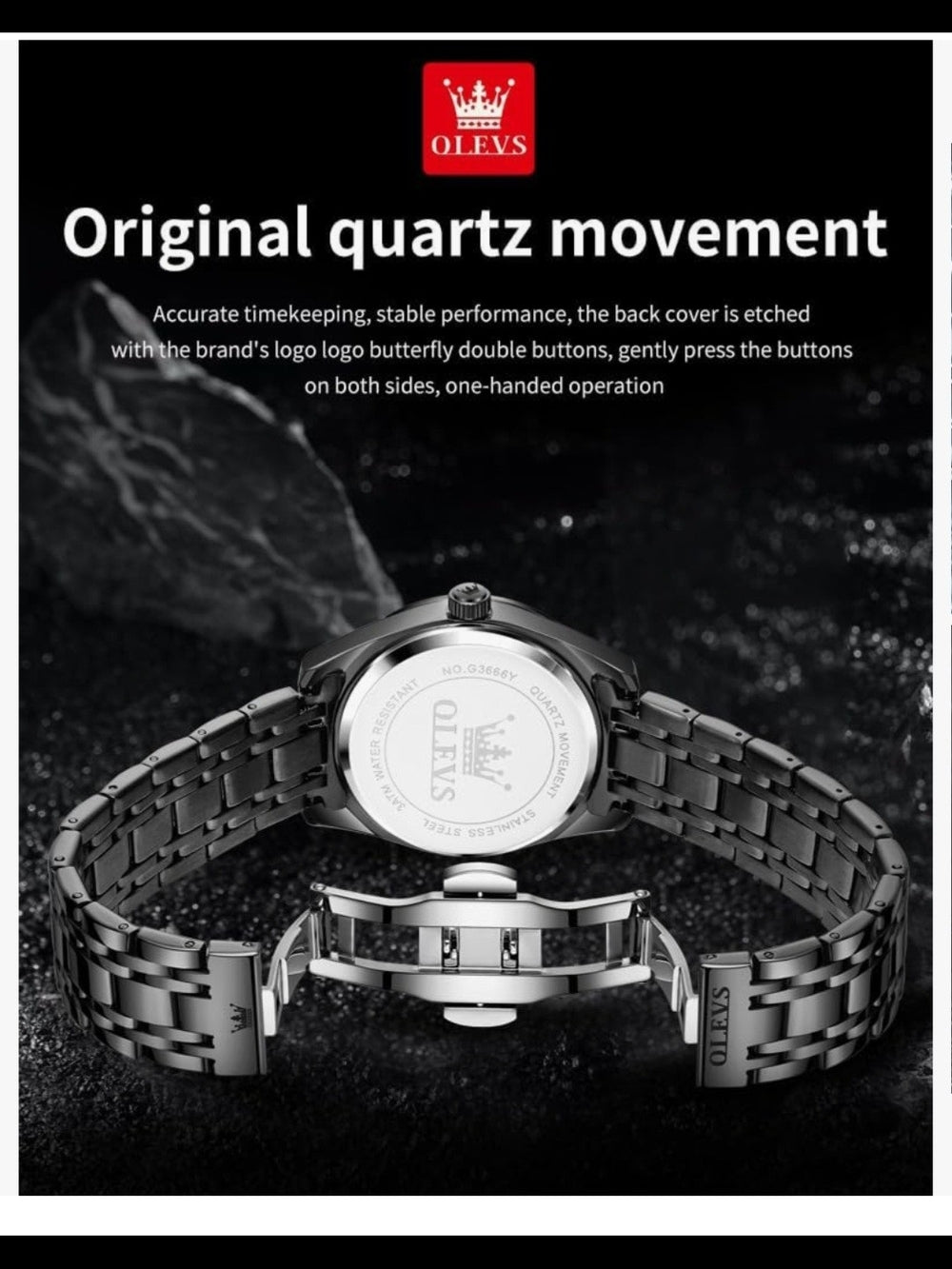 OLEVS Black and Gold Men's Quartz Watch (Mystery Gift Inside)