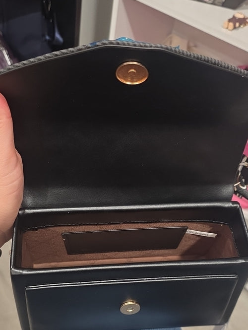 Black Structured Top-Handle Bag with Gold Accent (Mystery Gift Inside)