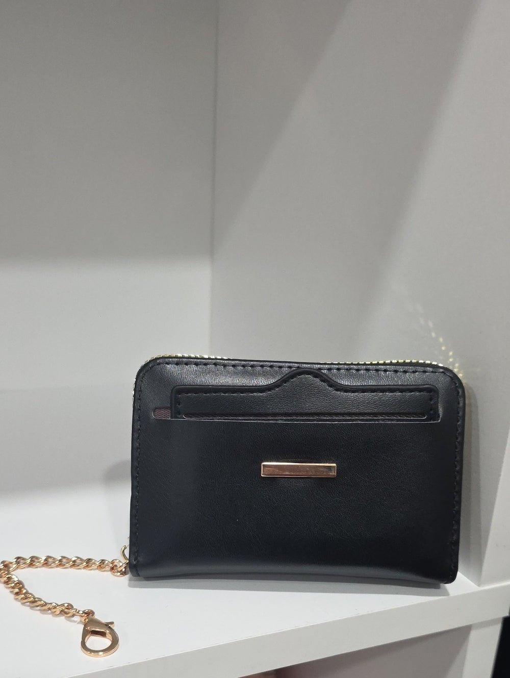 Black Structured Top-Handle Bag with Gold Accent (Mystery Gift Inside)