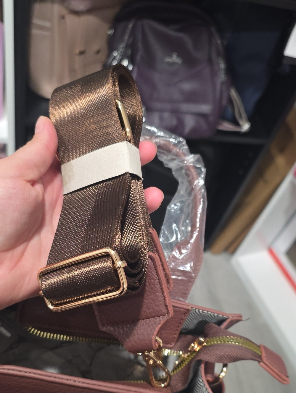 Brown Vegan Leather Mini Tote Bag with Scarf Detail (Mystery Gift Inside)