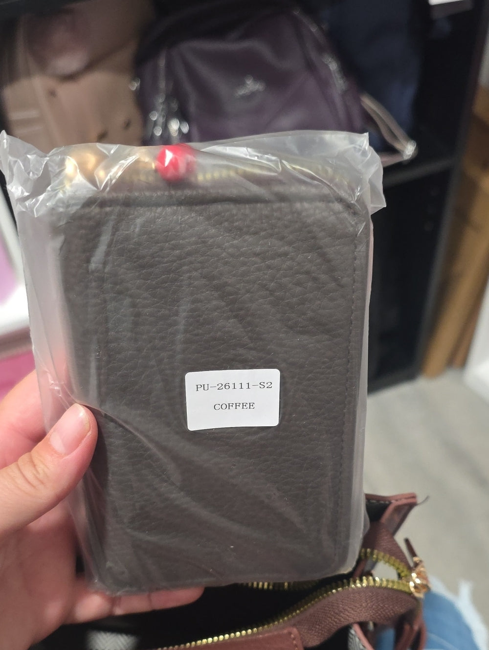 Brown Vegan Leather Mini Tote Bag with Scarf Detail (Mystery Gift Inside)