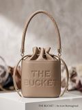 THE BUCKET Women's Taupe Bucket Bag with Braided Handle