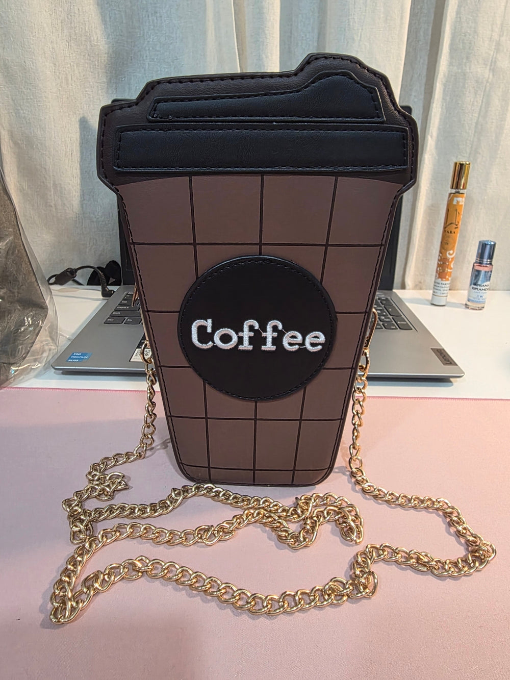 Novelty Coffee Cup Crossbody Bag - Brown & Black