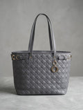 Quilted Large Tote Bag in Dark Gray