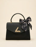 Black Structured Top-Handle Bag with Gold Accent (Mystery Gift Inside)