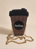 Novelty Coffee Cup Crossbody Bag - Brown & Black
