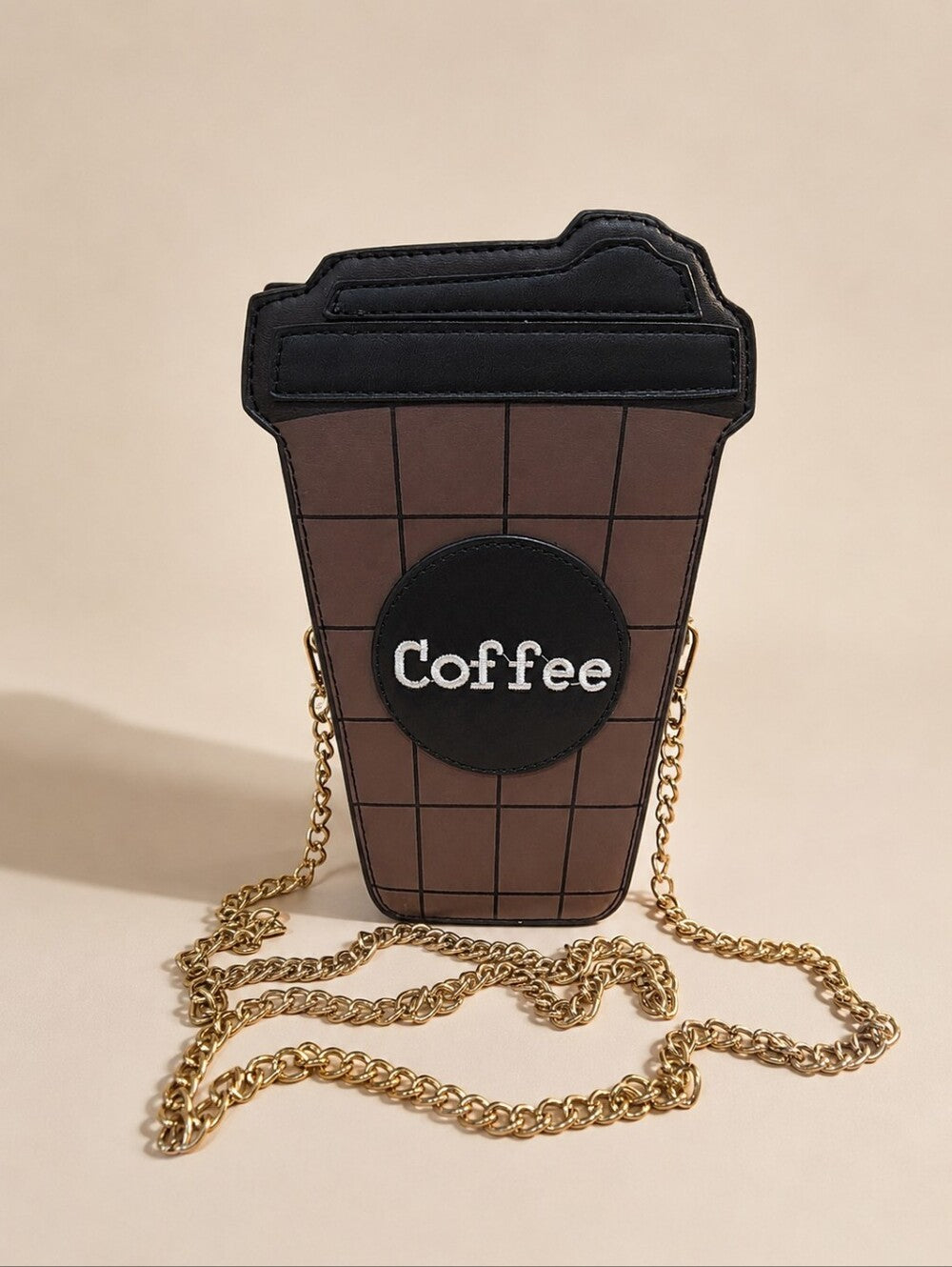 Novelty Coffee Cup Crossbody Bag - Brown & Black