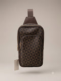 Brown Geometric Pattern Men's Sling Bag