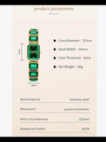 Emerald Green Gemstone Bracelet Watch - Gold Tone