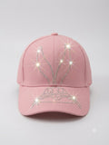 Pink Rhinestone Baseball Cap - Women Accessories