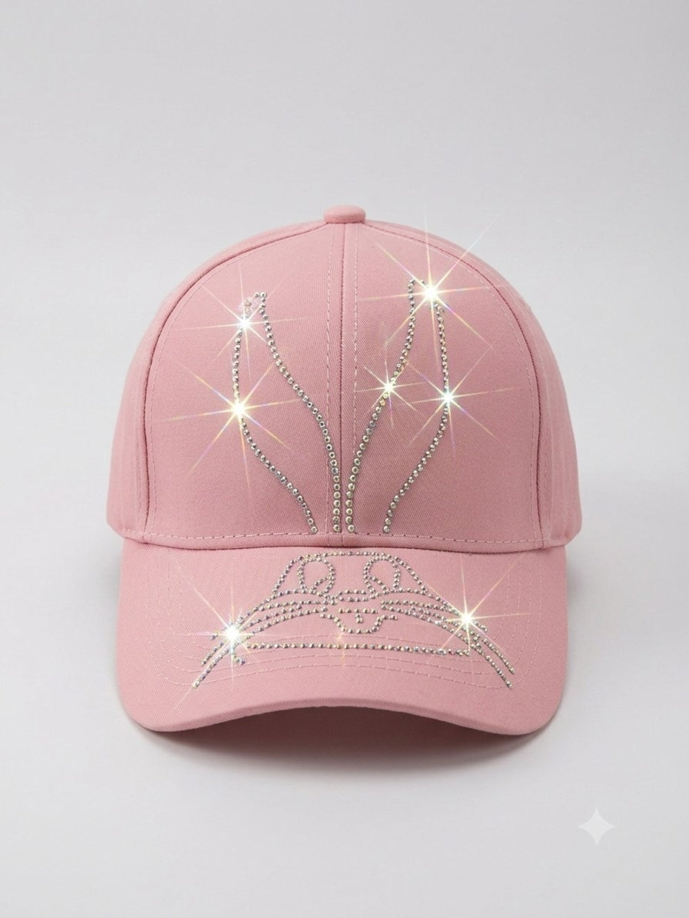 Pink Rhinestone Baseball Cap - Women Accessories