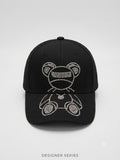 Black Rhinestone Bear Baseball Cap