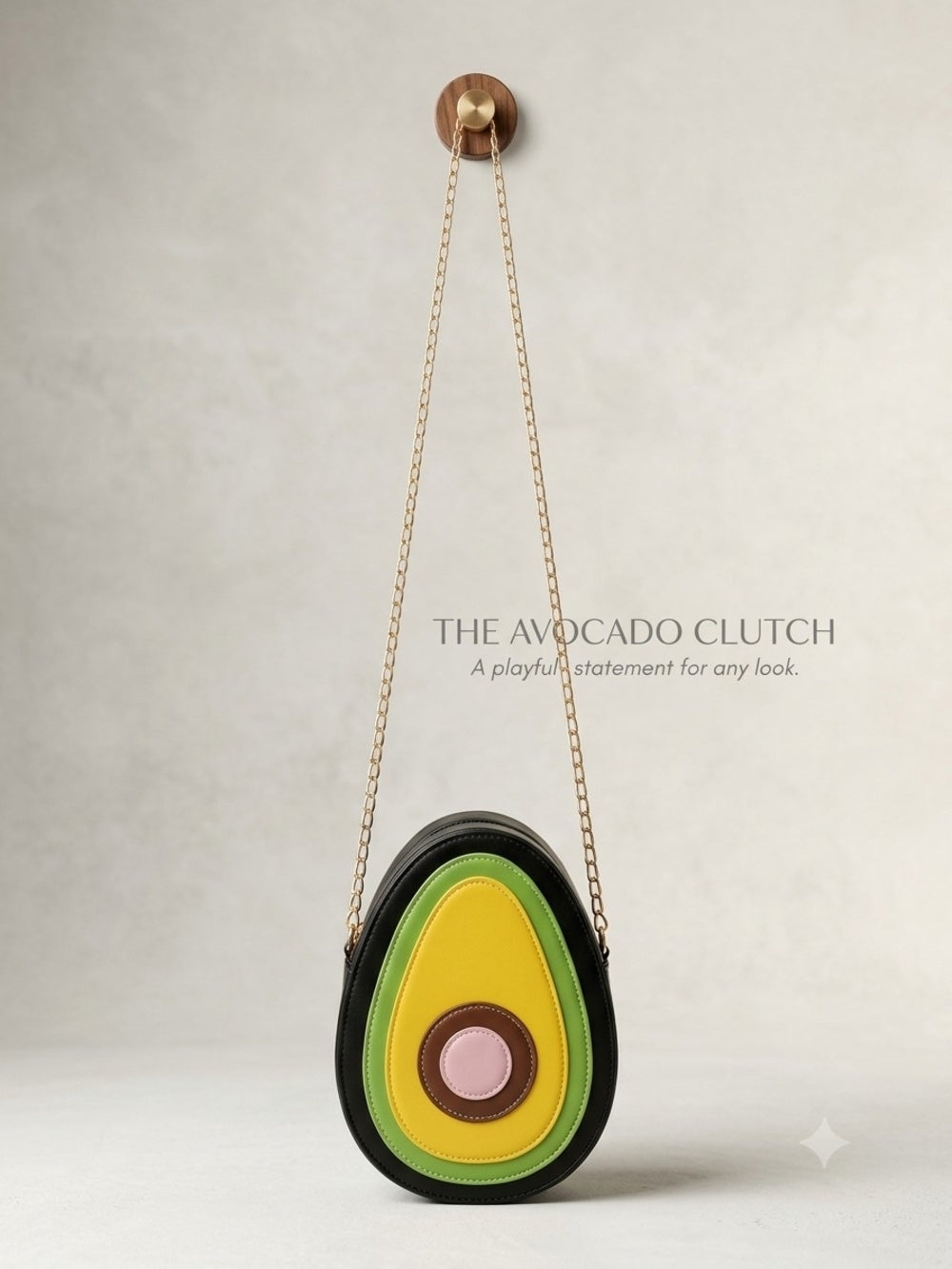 The Avocado Clutch Women's Crossbody Bag - Black Green Yellow