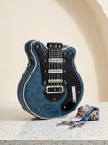 Guitar-Shaped Crossbody Bag in Blue and Black