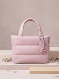 Pink Quilted Tote Bag with Charm