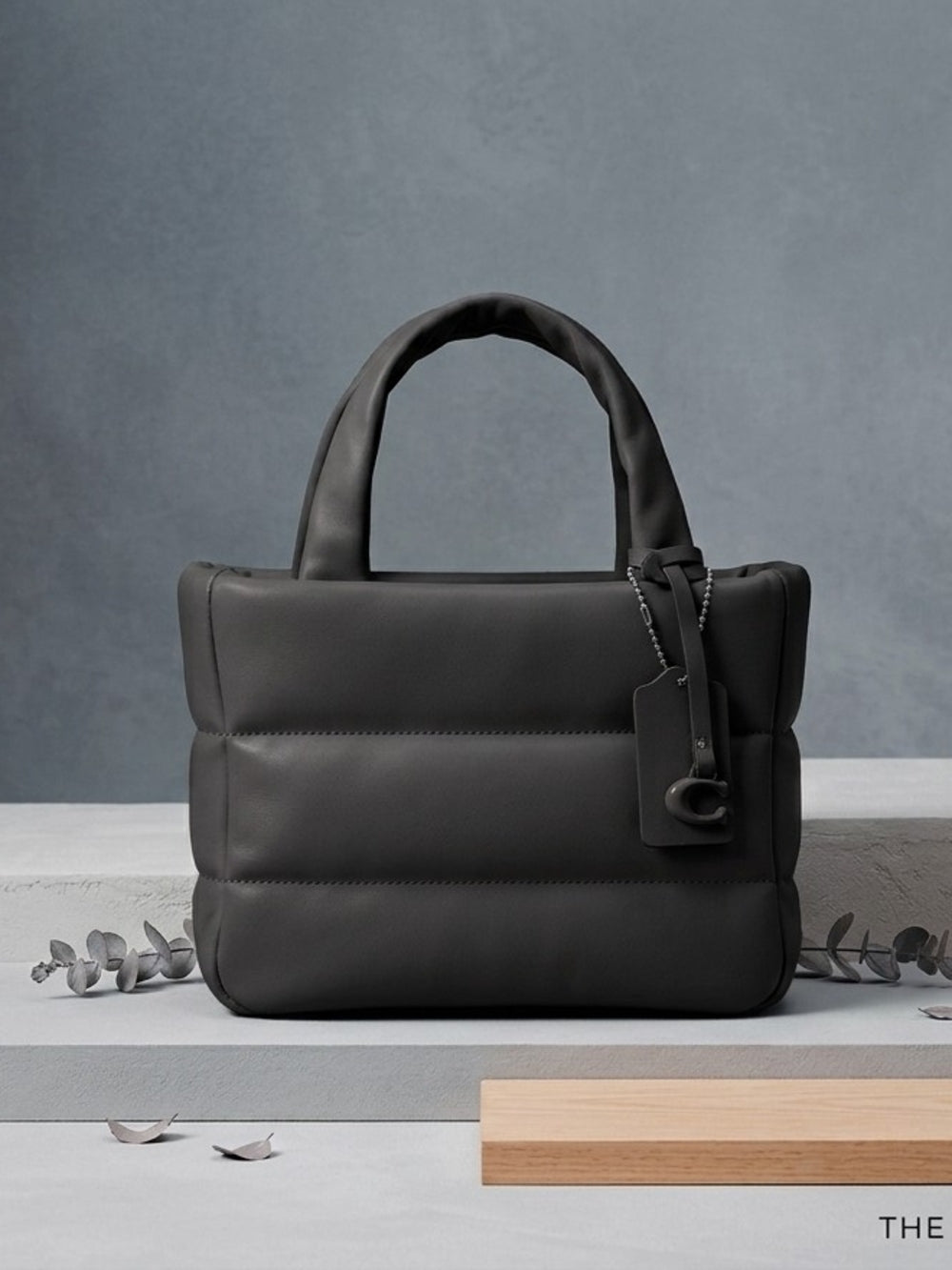 Minimalist Quilted Tote Bag in Black