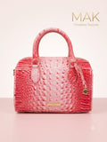 MAK Pink Croc-Embossed Top-Handle Satchel