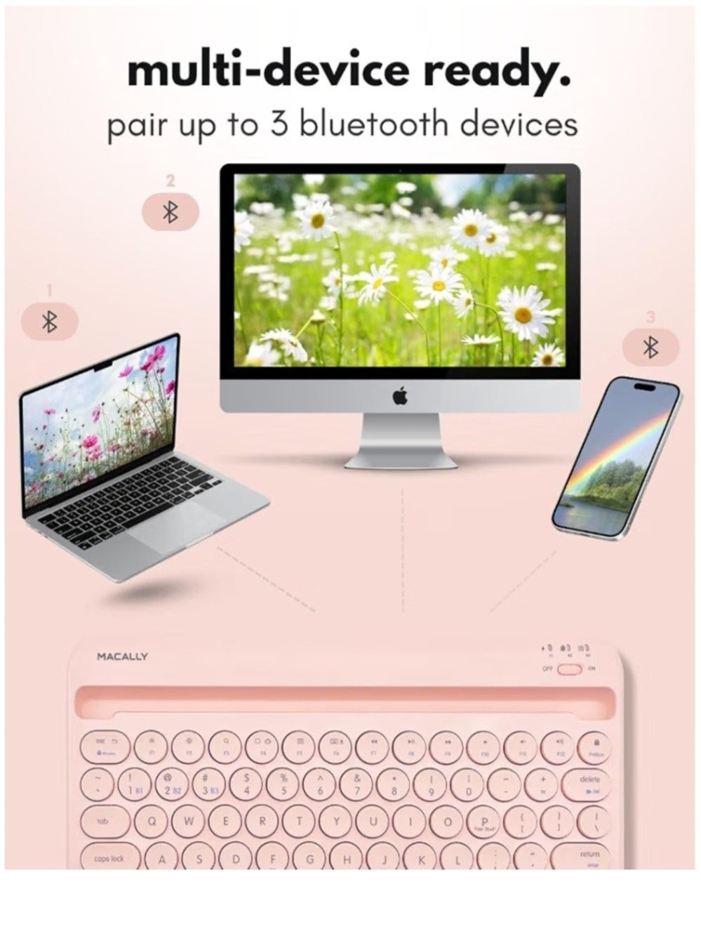 Pink Tablet Keyboard - Compatible Wireless Bluetooth Keyboard