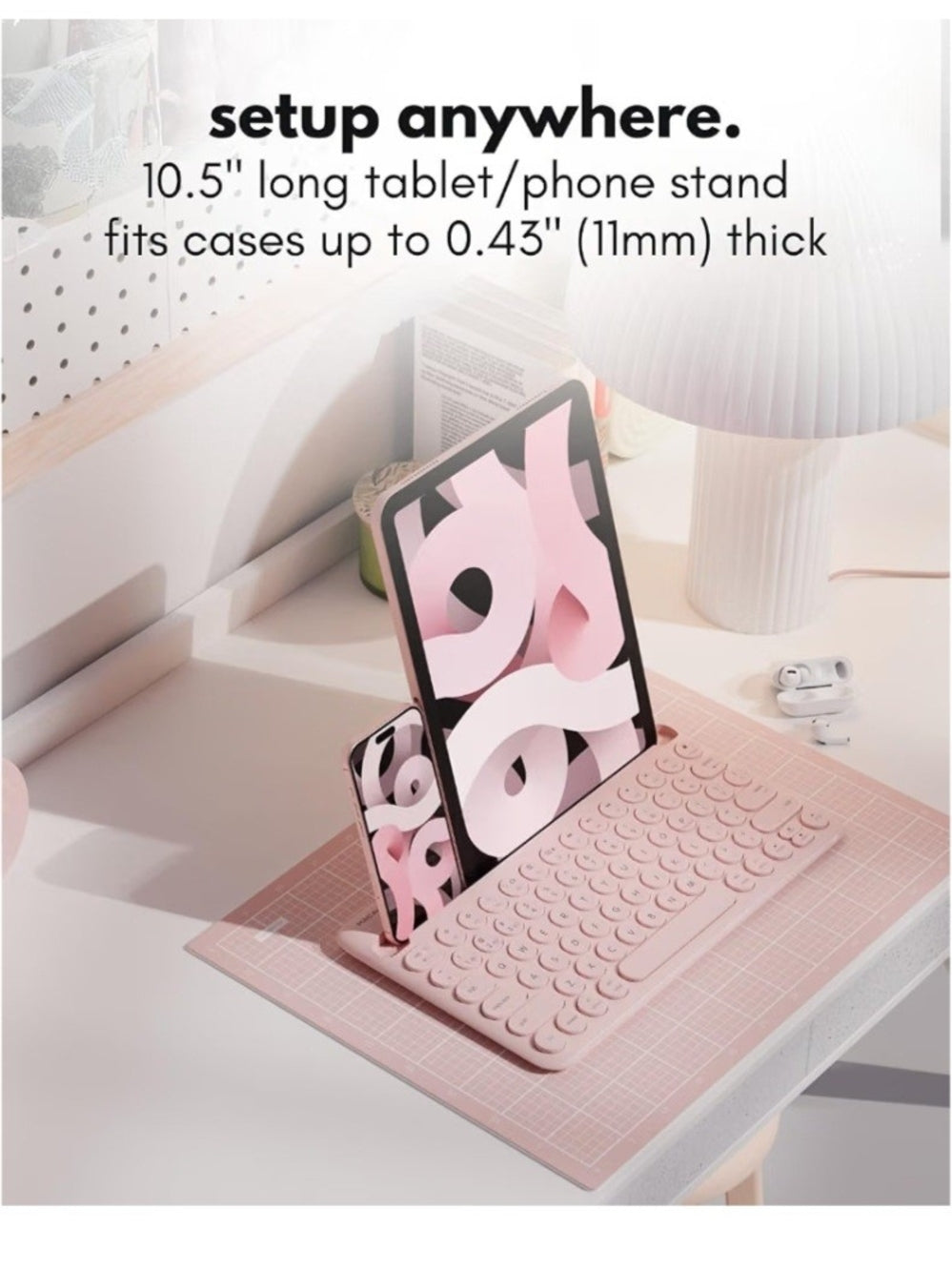 Pink Tablet Keyboard - Compatible Wireless Bluetooth Keyboard