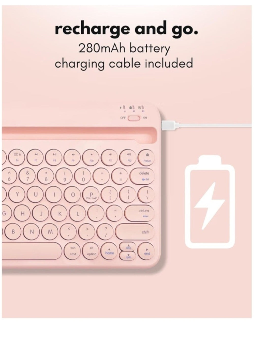 Pink Tablet Keyboard - Compatible Wireless Bluetooth Keyboard