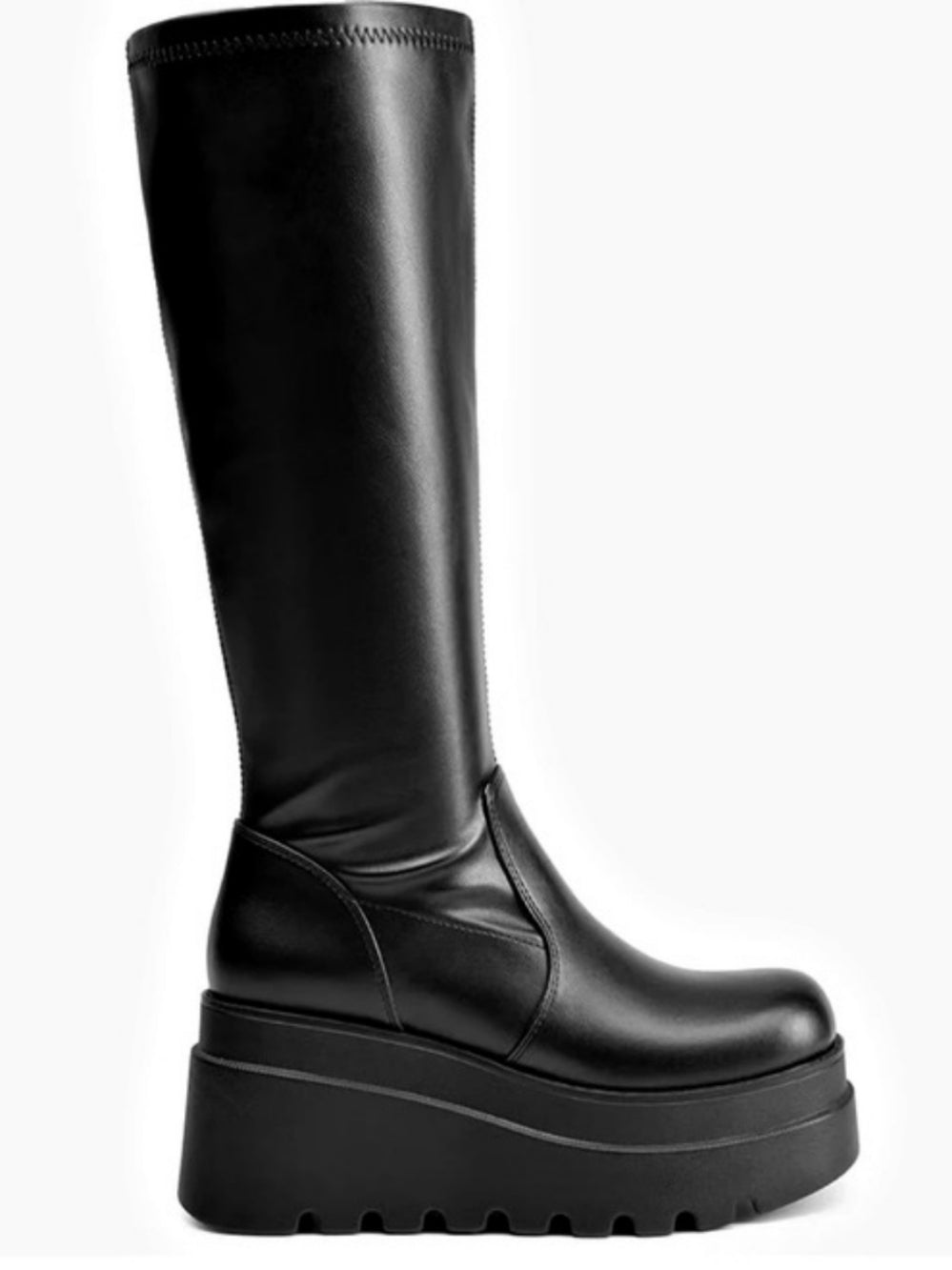 DREAM PAIRS Women's Platform Knee High Round Toe Boots Black