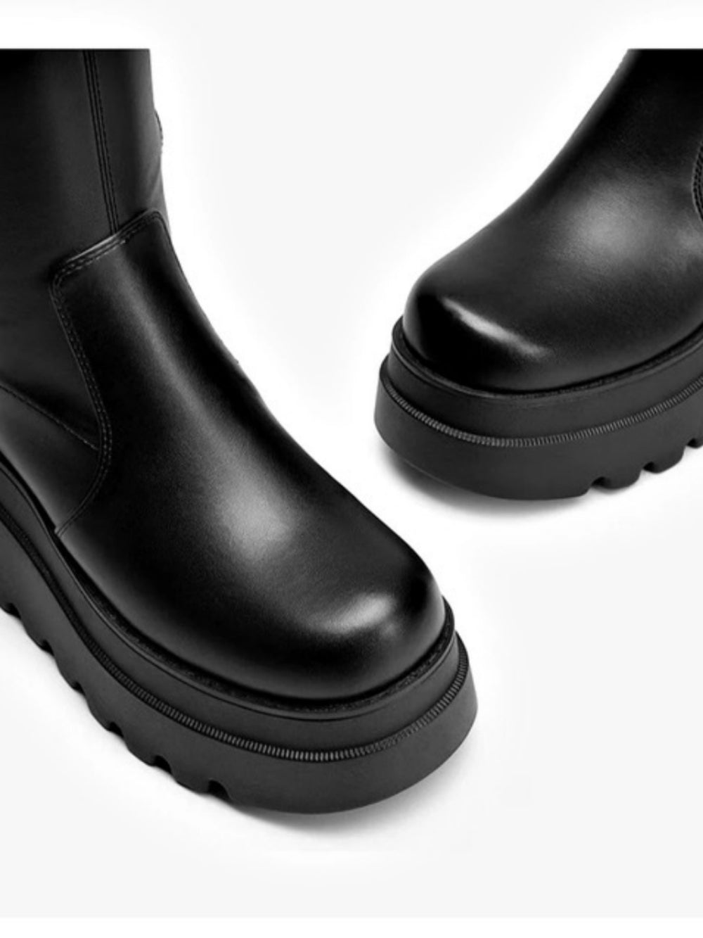 DREAM PAIRS Women's Platform Knee High Round Toe Boots Black