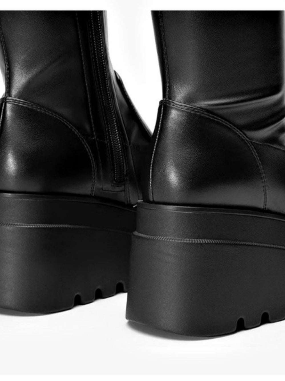 DREAM PAIRS Women's Platform Knee High Round Toe Boots Black