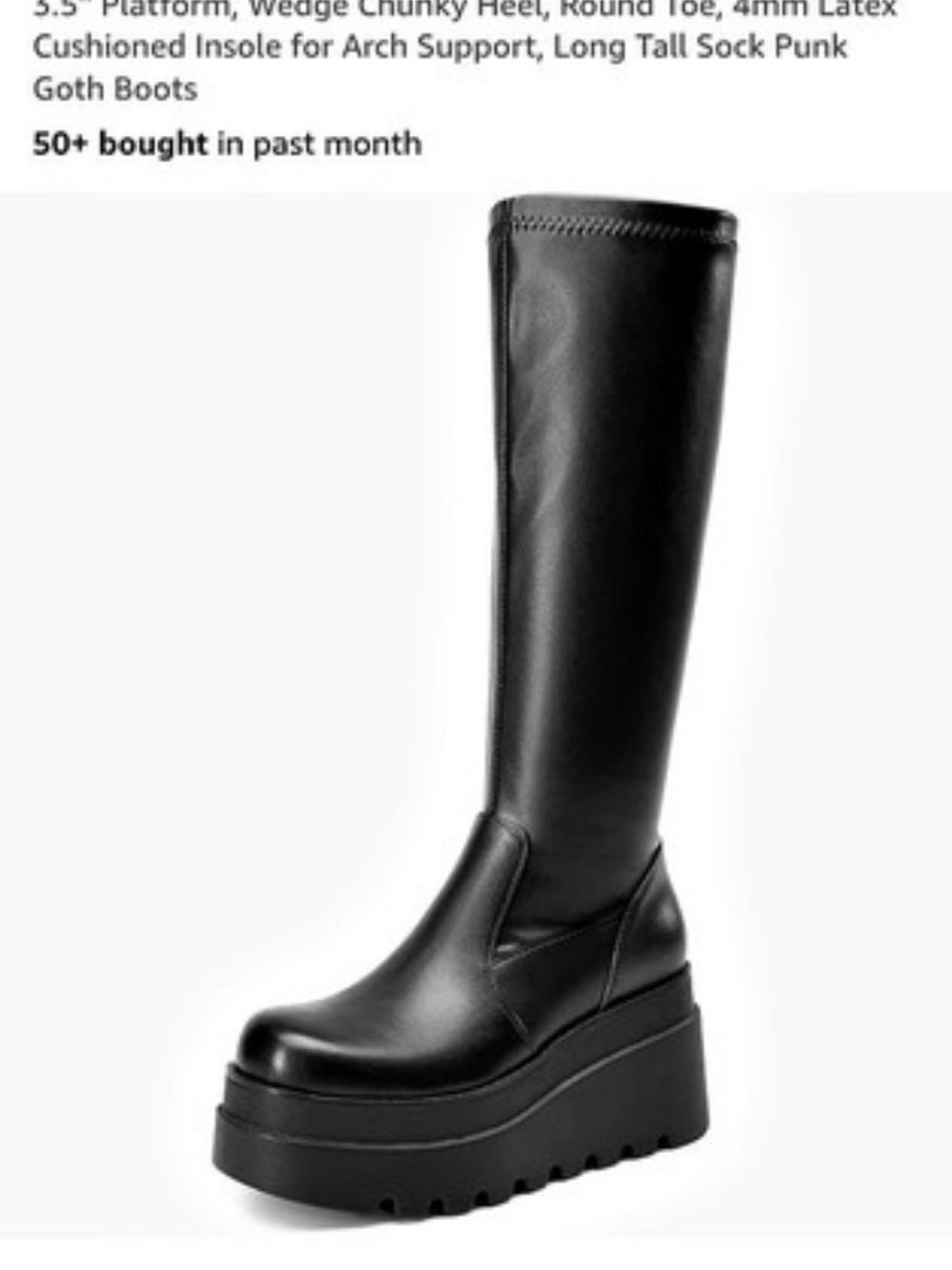 DREAM PAIRS Women's Platform Knee High Round Toe Boots Black