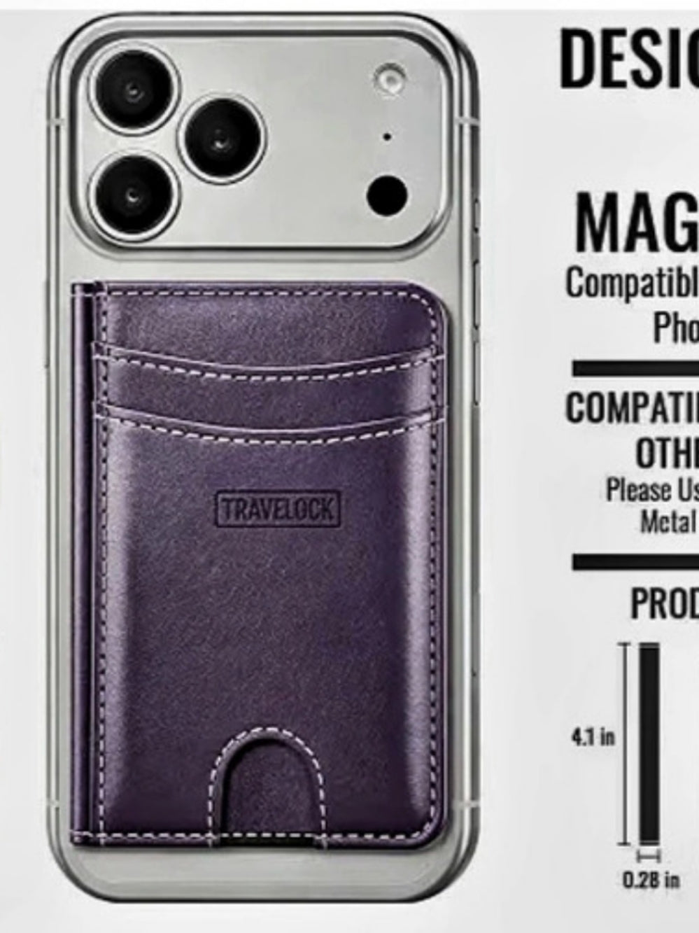 Travelock Magnetic Phone Wallet Purple MagSafe Case