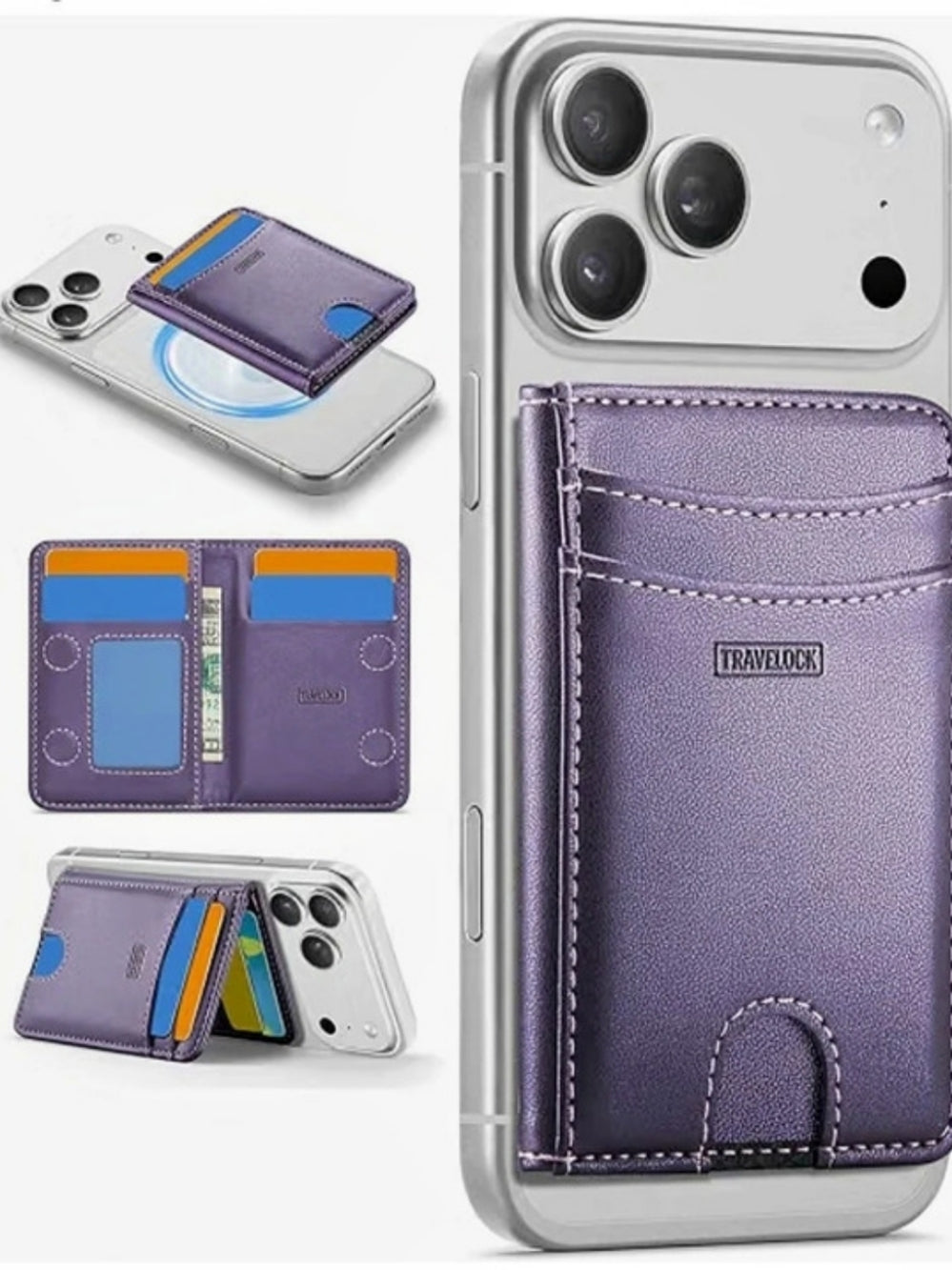 Travelock Magnetic Phone Wallet Purple MagSafe Case