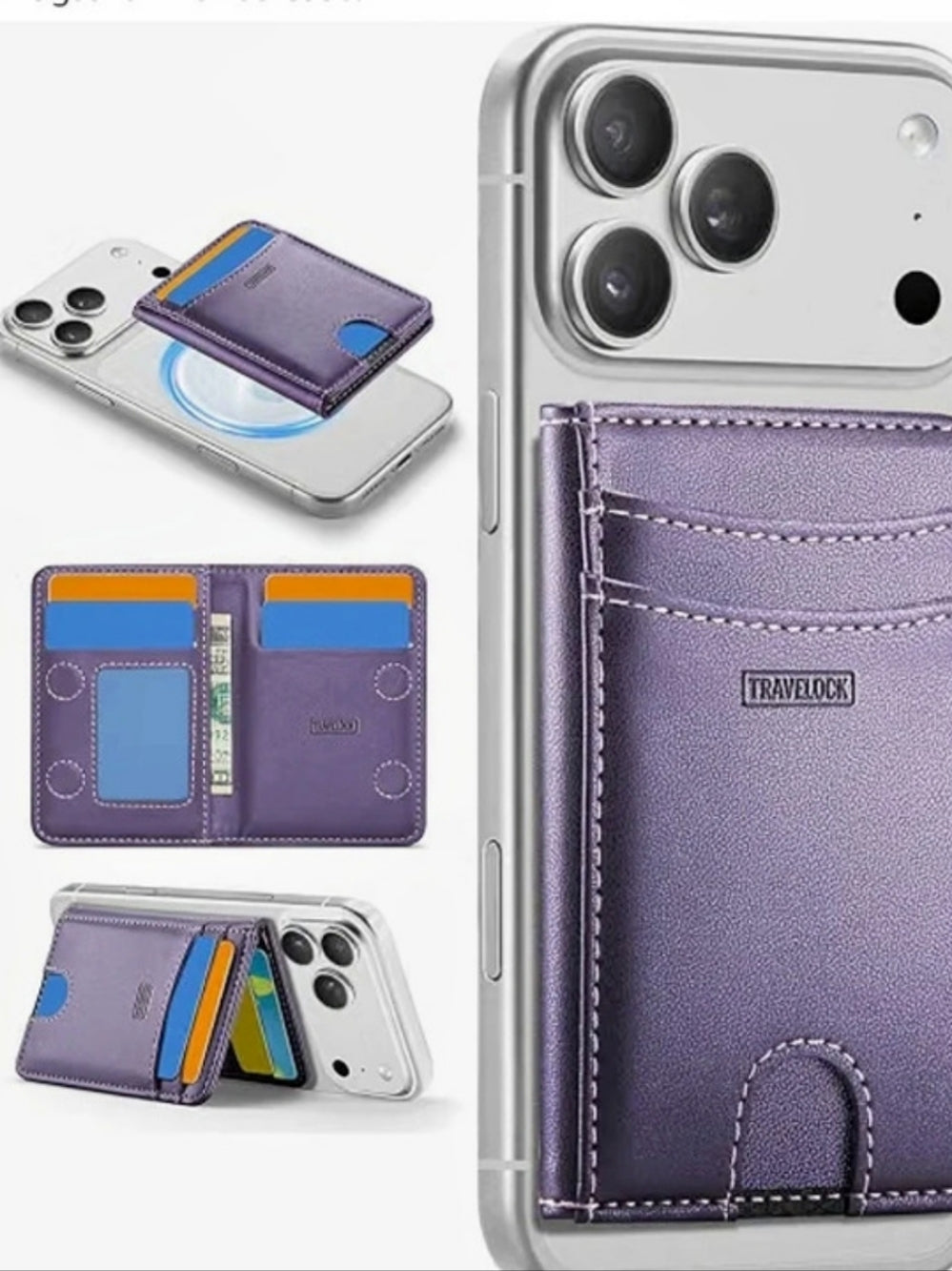Travelock Magnetic Phone Wallet Purple MagSafe Case